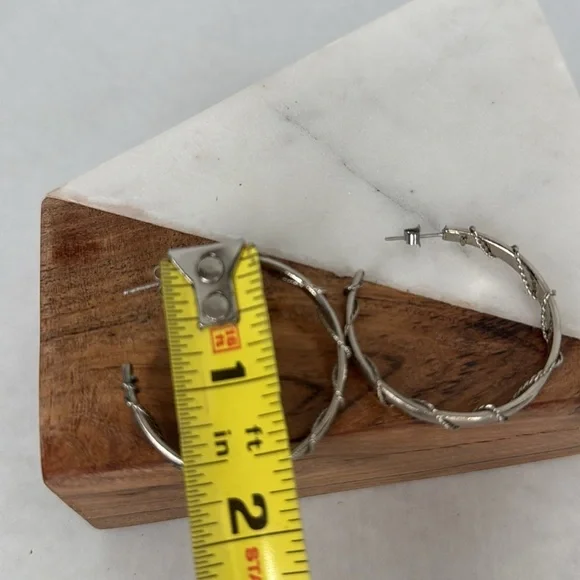 Vintage Estate Silver Roped Hoop Earrings Lot E25 - Picture 6 of 6